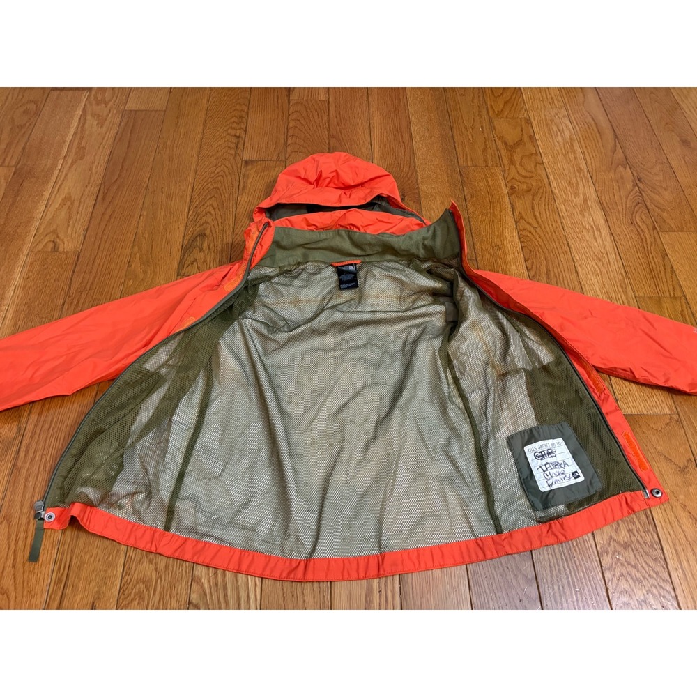 The North Face Kids HyVent Orange Hooded Rain Jacket Waterproof Shell Coat Small - Picture 8 of 9